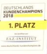 Auszeichnung Deutschlands Kundenchampions 2018